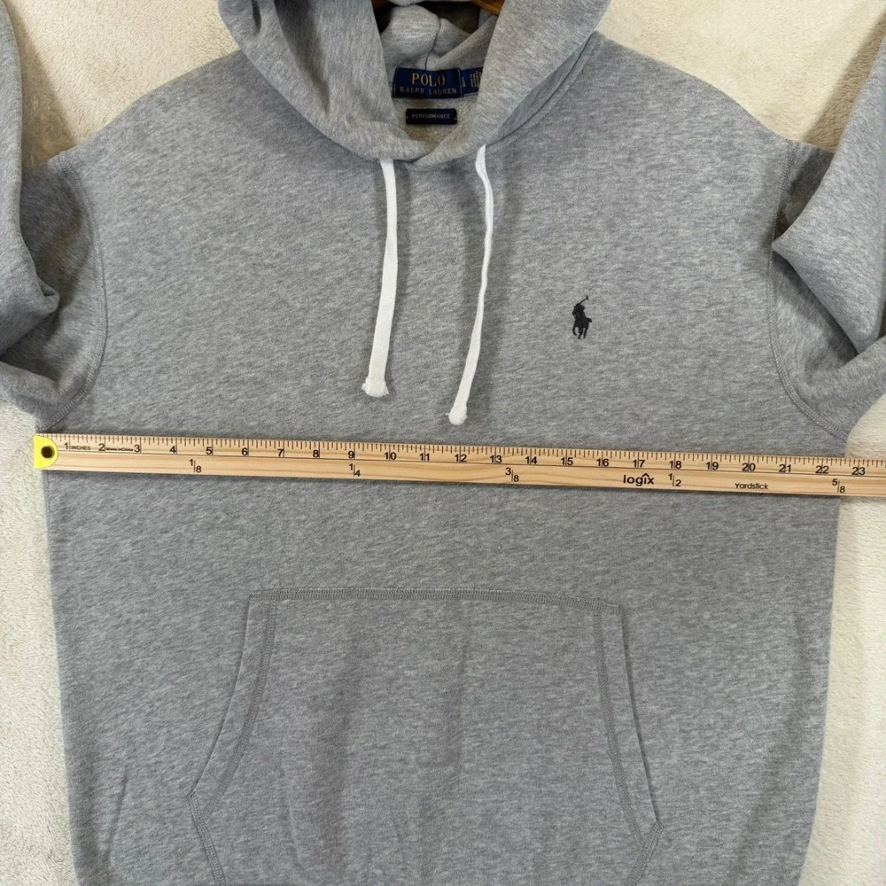 Polo Ralph Lauren Performance Hoodie Mens Large Gray Fleece Pullover Sweatshirt